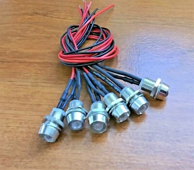 6 luces indicadoras LED azules súper brillantes BBT 12 voltios en biseles cromados Foto 1 de 4