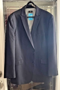 Marc Ecko Cut & Sew 2 Piece Suit Mens Navy Blue Textured Blazer 48L Pants 41x31 - Picture 1 of 11