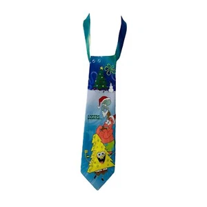 2002 Men's SpongeBob SquarePants Necktie Nickelodeon Blue Vintage Christmas Tie - Picture 1 of 6