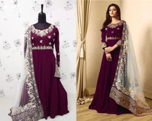 Indian pakistani bollywood EMBROIDED WORK DESIGNER DRESS WITH  DUPATTA, BOTTOM - Picture 1 of 10