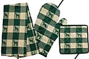 Horsey Kitchen HORSE Design Green Check Potholder ONLY set of 2 CLEARANCE SALE - Picture 1 of 1