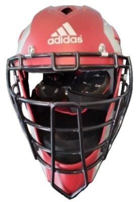 Casco de receptor de béisbol Adidas Pro Series rojo/plateado estilo hockey demostración de piso Foto 1 de 4