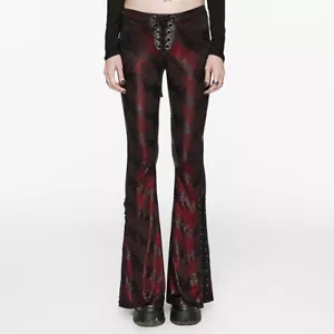 Punk Rave Glam Black & Red Boot Cut Pants • Ships in 2-4 Weeks • Gothic - Picture 1 of 6