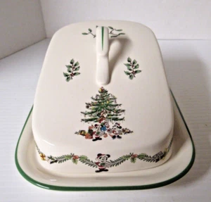 Spode Disney Showcase Collection Christmas Tree Celebration Cheese Wedge & Cover - Picture 1 of 21