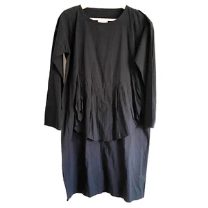 Otsu New Zealand Japanese Designer Yuka Maud Black Cotton Dress Size 1 (6-10) - Picture 1 of 14