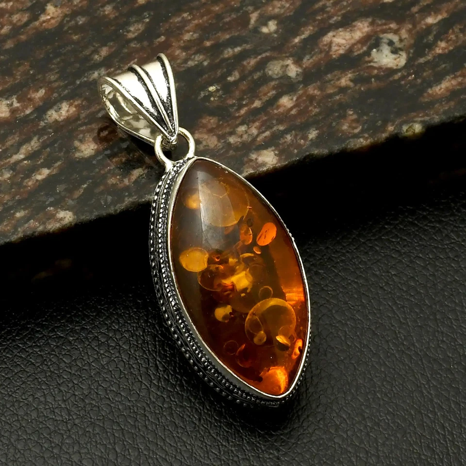 Colgante de piedras preciosas ámbar étnicas hechas a mano diseño antiguo joyería regalo 2,2" AP-41251 Foto 1 de 1