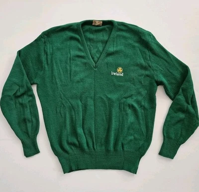 Suéter Pullover Vintage Mc Ardle Irlanda Para Hombre Cuello en V Talla L o 40 Verde Esmeralda  Foto 1 de 4