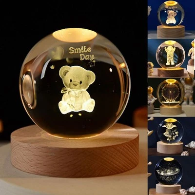 3D-Muster Leuchtende Kristall kugel LED-Nachtlicht Kristall kugel leuchten XMAS - Bild 1 von 4