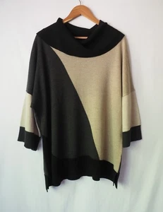 Jones New York Collection Damenpullover Merinowolle Wasserfallausschnitt Farbblock 2X - Bild 1 von 5