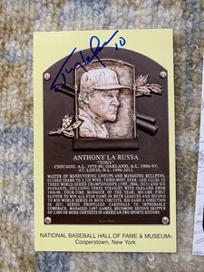 Tony LaRussa Signed Hall of Fame HOF Plaque Post Card Authentic Autograph JSA - Picture 1 of 4