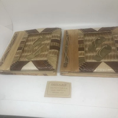 Lot 2 Natural Photo Album Handcrafted Art Unique. Each Holds 20 (4x6) 10 pages - Image 1 of 4