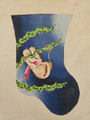 Danae MOUSE 18ct Mono Handpainted Mini-Stocking Needlepoint Canvas #770-6 6" CCS - Image 1 of 3