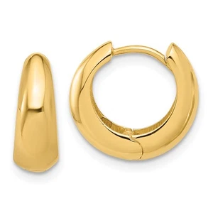 14k Yellow Gold Polished Hinged Huggie Hoop Earrings - Picture 1 of 3
