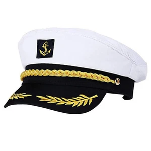 Adult Yacht Boat Captain Hat Navy Cap Ship Sailor Costume Party - Picture 1 of 8