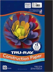 Pacon 103029 Tru-Ray Construction Paper, 76 lbs., 50 Count (Pack of 1), BLACK - Picture 1 of 4