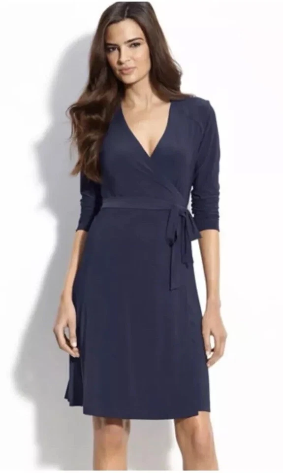 Komarov Women Blue Wrap Dress Size M Long Sleeve Stretch Party Cocktail Business - Image 1 of 4