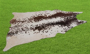 100% Genuine Cow hide Rug Area Carpet Skin Leather 15.99 sq.feet (49"x47") A-754 - Picture 1 of 3