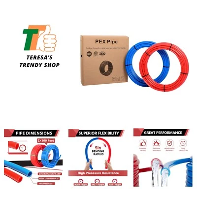 1/2 inch 2 x100 ft Pex-b Pipe/Tubing,NSF Certified for Potable Water, Hot/Col... - Image 1 of 4