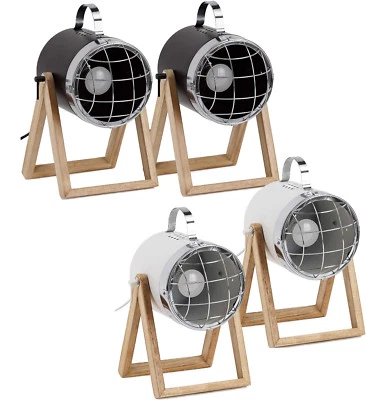 BRUBAKER 2 Cinema Tischleuchten Bodenlampen 42cm Holzfuß Strahler Schwarz / Weiß - Bild 1 von 4