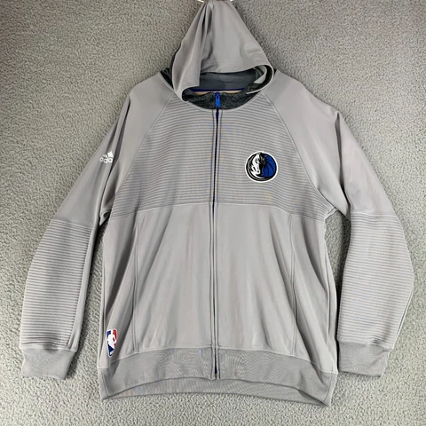Dallas Mavericks NBA Adidas Mens Extra Large Full Zip Jacket Gray 2016 Cover