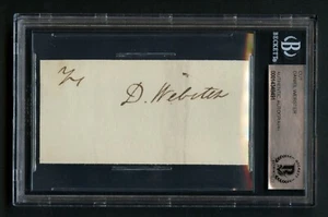 Daniel Webster d1852 signed autograph 2x3 cut U.S. Secretary of State BAS Slab - Picture 1 of 1