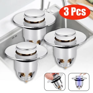 3 Pcs Sink Plug Stopper Bath Wash Basin Copper Core Bounce Pop Up Drain Filter - Picture 1 of 12
