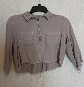 SO-Relaxed Raw Shirt dress Cropped Shirt Girls/Teen sz M - Picture 1 of 4