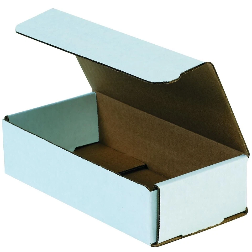 50 9" x 4" x 2" White Corrugated Mailers Die Cut Tuck Flap Boxes Free Shipping - Image 1 of 1