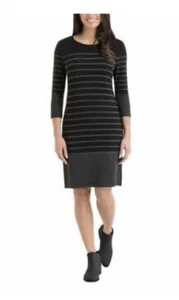 Hilary Radley Ladies' 3/4 Sleeve Dress Black & Gray Stripe Size Small S - Picture 1 of 1