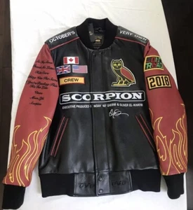 OVO X Scorpion 2018 Aubrey & The Three Migos Tour Leather Jacket Drake SIZE XL - Picture 1 of 12
