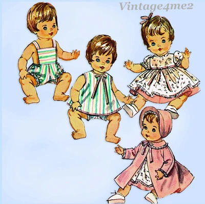 1960s Vintage Simplicity Sewing Pattern 5730 14in Tiny Tears Baby Doll Clothes - Image 1 of 4