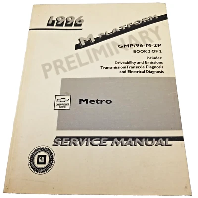 Chevrolet 1996 Geo Metro Factory Service Repair Manual book 2 of 2 See Index - Image 1 of 2