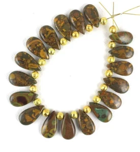 Semi-Precious Natural Fruit Jasper Gemstone 8x15-9x17.5 MM  Smooth Pear Beads - Picture 1 of 4