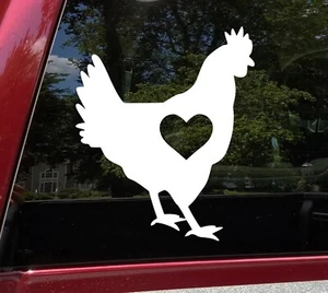 Chicken with Heart Vinyl Sticker | Love Hen Rooster Farm Animal | Die Cut Decal - Picture 1 of 5