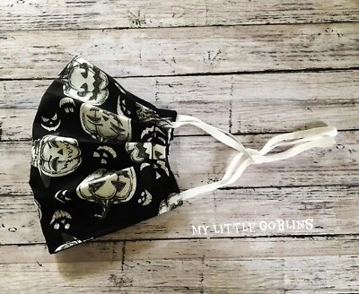 Hocus Pocus Witches Pumpkins Adult Face Mask Adjustable Gothic Lady Man - Image 1 of 2