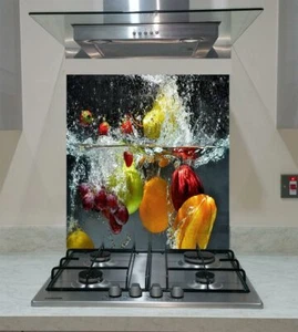 Splashback Toughened Glass Unique Modern Fruit Vegetables Splash Water Any Sizes - Picture 1 of 3