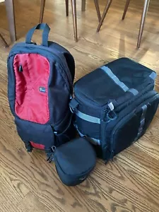 Lowepro Outback 300AW Black Shoulder/Hip Camera Bag & Fastback 250 Red Backpack - Picture 1 of 18