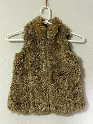 Zara Girls Brown Faux Fur Vest Jacket Outerwear Full Zip Up Girls Size 5/6 - Image 1 of 4