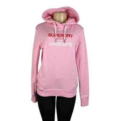 Superdry Mujer Sudadera con Capucha de Algodón Rosa Logo Pullover Suéter Talla 6 Foto 1 de 4
