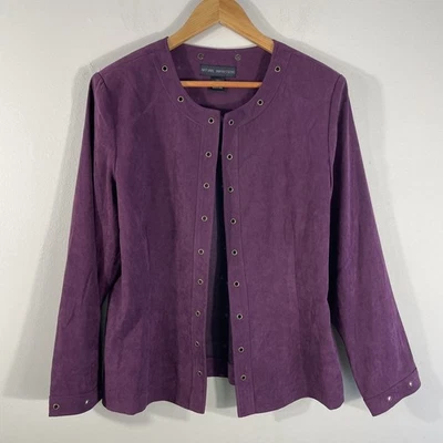 Женская куртка Natural Impressions с открытой передней частью сливовые золотые люверсы размер большой - Изображение 1 из 4