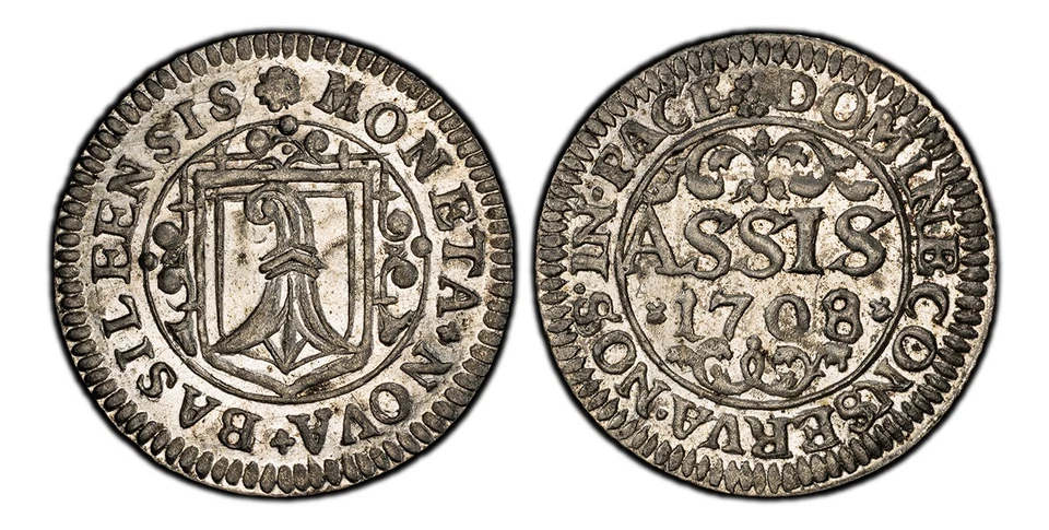 SWISS CTN Basel. Johann Conrad II. 1708 Billon Assis. PCGS MS63 KM 136; D.T. 776 - Image 1 of 1