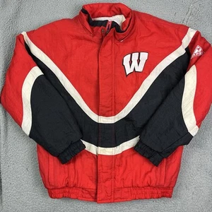 Vintage Apex One University Wisconsin Badgers gefütterte Jacke Mantel kleine Ausgaben - Bild 1 von 15