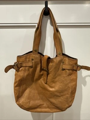 Lucky Brand Tan Engraved Floral Flap Magnetic Snap Purse Tote Shoulder Bag BOHO - Image 1 of 4