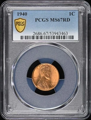 1940 1C Lincoln Cent - Type 1 Wheat Reverse PCGS MS67RD - Image 1 of 2
