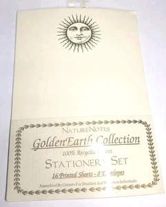 Celestial Sun Stationery Set Nature Notes Vintage Golden Earth Cream Gold NEW - Picture 1 of 2
