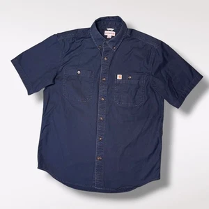 Carhartt Herren Kurzarm Hemd mit Knopfleiste Navy Blau Relaxed Fit Größe Large - Bild 1 von 8