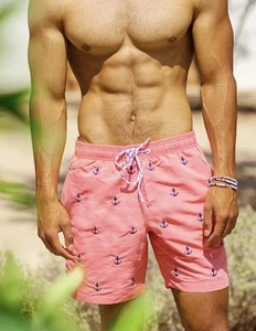 Maamgic Herren rosa Anker Badehose gefüttert Boardshorts Taschen Medium - Bild 1 von 10