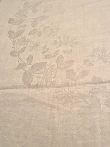 Beautiful Vintage Ecru Linen Damask Tablecloth 68x84 - Picture 1 of 8