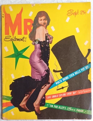 Mr. Excitement Magazine Vol 1, # 2 July 1956 - Julie Newmar Cover Ex Cond Q3 Foto 1 de 2