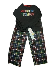 Cat & Jack Girl's Size Small (6/7) Merry & Bright Long Sleeve Pajama Set Black - Picture 1 of 5